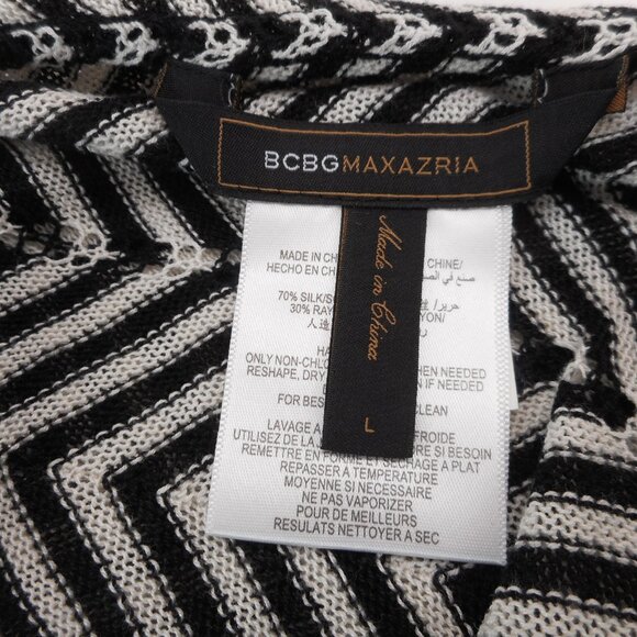 BCBG Maxazria Women's L Silk Blend Cardigan Wrap Knit Chevron Stripes Open Front - Picture 6 of 10